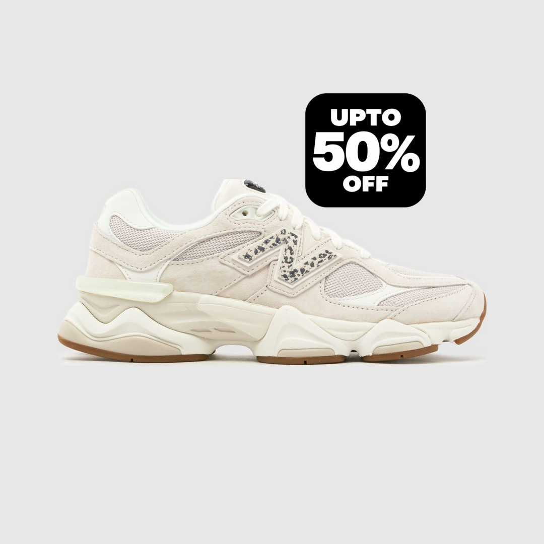New Balance 9060 Trainers Cream, Leopard Print, Suede, Size: 5, Schuh
