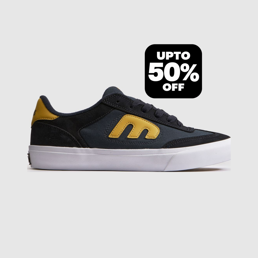 Etnies Locut Vulc Trainers Navy & Gold, Logo Detail, Suede, Size: 9, Schuh